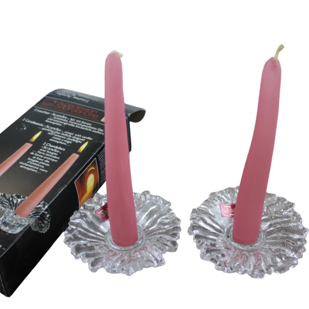 Glasdesign Glass Candlestick Holders Vintage Made West Germany New w Candles